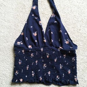 American Eagle Navy Blue Halter Top
